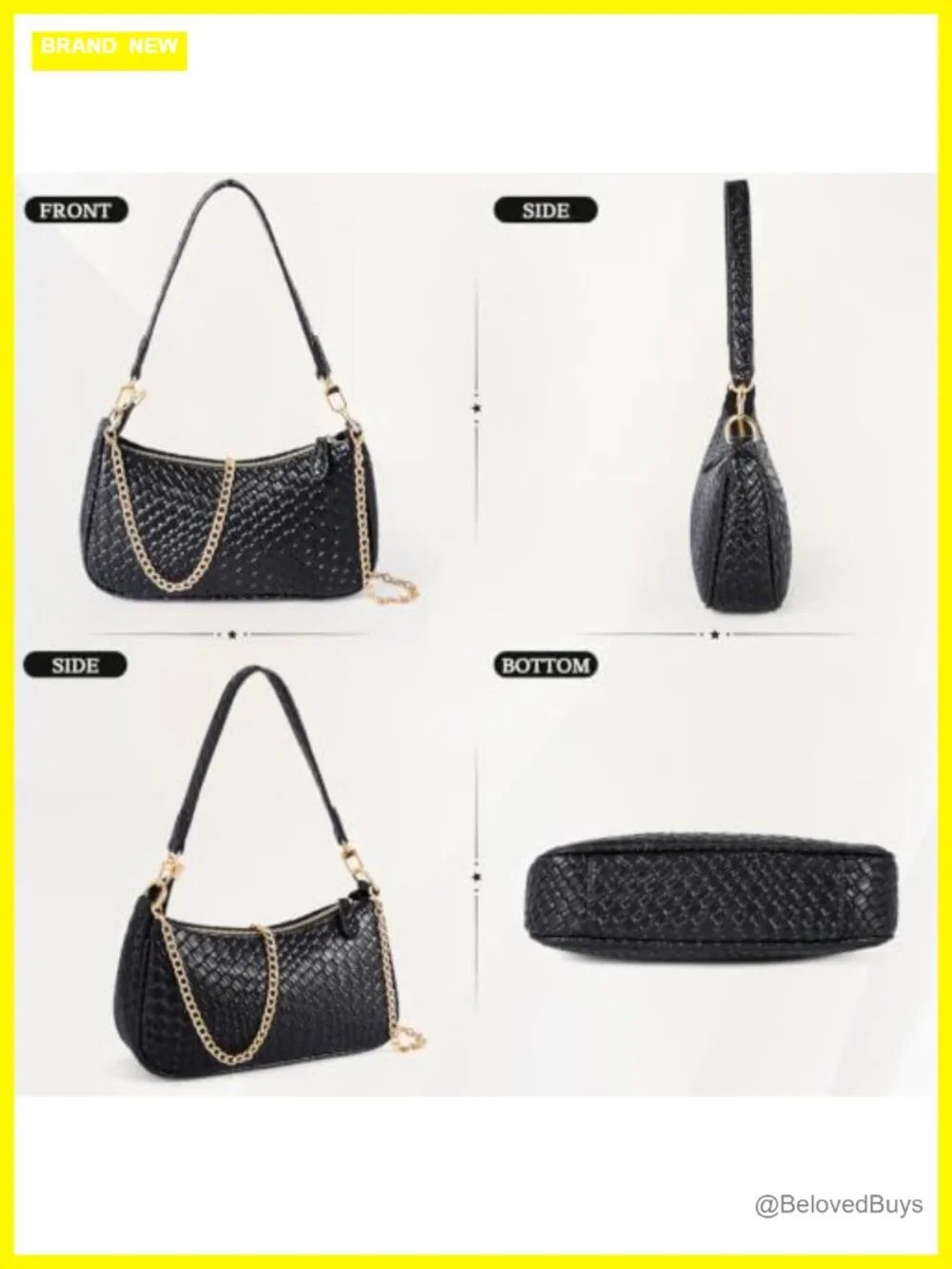 Faux Leather Hobo Shoulder Bag with Removable Gold Chain Strap, Small Retro